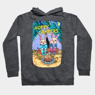 Pink Bunnies Camping, Hoppy Campers Hoodie